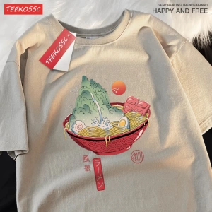 Y2k Vintage Tişört Tee Japon Harajuku doğal suşi erişte
