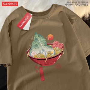 Y2k Vintage Tişört Tee Japon Harajuku doğal suşi erişte