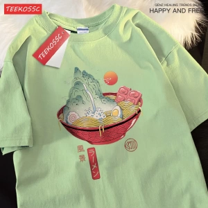 Y2k Vintage Tişört Tee Japon Harajuku doğal suşi erişte