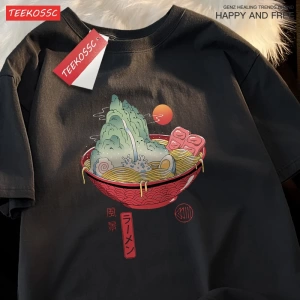 Y2k Vintage Tişört Tee Japon Harajuku doğal suşi erişte