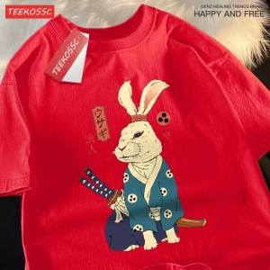 Y2k Vintage Tişört Tee Japon Harajuku gezgin kahramanlar Rabbitt