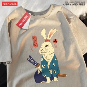 Y2k Vintage Tişört Tee Japon Harajuku gezgin kahramanlar Rabbitt