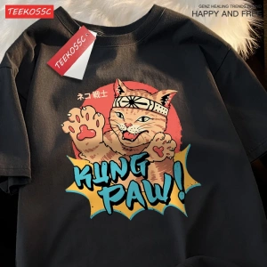 Y2k Vintage Tişört Tee Japon Harajuku kedi savaşçı