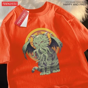 Y2k Vintage Tişört Tee Japon Harajuku lanetlenmiş kedi bask