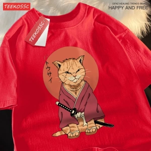 Y2k Vintage Tişört Tee Japon Harajuku skar bıçak kedi