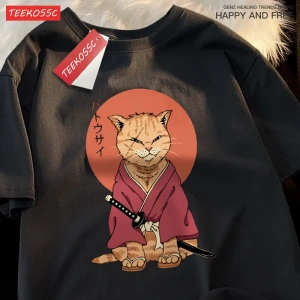 Y2k Vintage Tişört Tee Japon Harajuku skar bıçak kedi