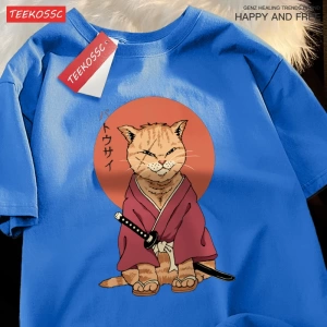 Y2k Vintage Tişört Tee Japon Harajuku skar bıçak kedi
