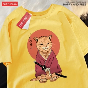 Y2k Vintage Tişört Tee Japon Harajuku skar bıçak kedi