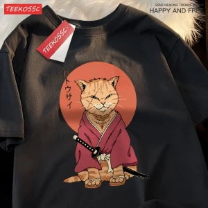 Y2k Vintage Tişört Tee Japon Harajuku skar bıçak kedi