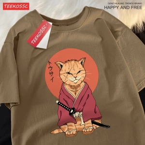 Y2k Vintage Tişört Tee Japon Harajuku skar bıçak kedi