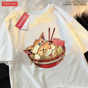 Y2k Vintage Tişört Tee Japon Harajuku suşi erişte kedi