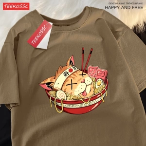Y2k Vintage Tişört Tee Japon Harajuku suşi erişte kedi