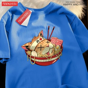 Y2k Vintage Tişört Tee Japon Harajuku suşi erişte kedi