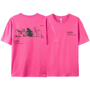 Y2k Vintage Tişört Tee Japonya Harajuku kuyruk kedi eğlenceli baskı