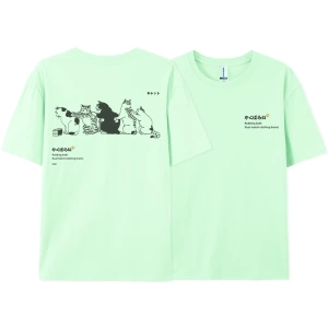 Y2k Vintage Tişört Tee Japonya Harajuku kuyruk kedi eğlenceli baskı