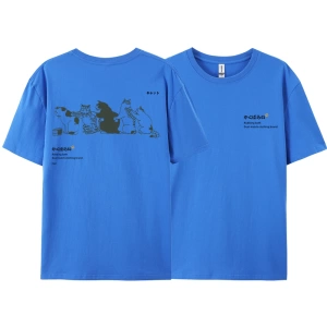 Y2k Vintage Tişört Tee Japonya Harajuku kuyruk kedi eğlenceli baskı