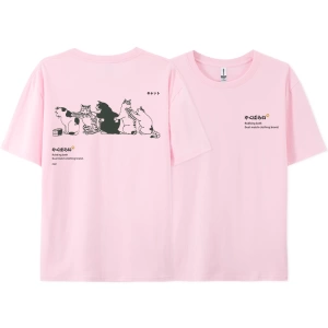 Y2k Vintage Tişört Tee Japonya Harajuku kuyruk kedi eğlenceli baskı
