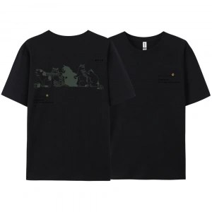 Y2k Vintage Tişört Tee Japonya Harajuku kuyruk kedi eğlenceli baskı