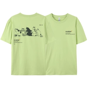 Y2k Vintage Tişört Tee Japonya Harajuku kuyruk kedi eğlenceli baskı