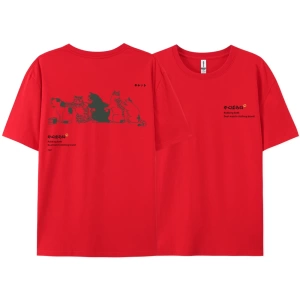Y2k Vintage Tişört Tee Japonya Harajuku kuyruk kedi eğlenceli baskı