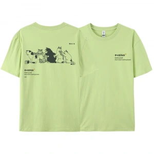 Y2k Vintage Tişört Tee Japonya Harajuku kuyruk kedi eğlenceli baskı