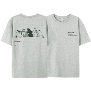 Y2k Vintage Tişört Tee Japonya Harajuku kuyruk kedi eğlenceli baskı