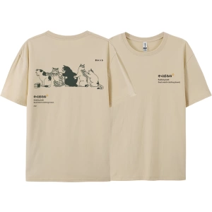 Y2k Vintage Tişört Tee Japonya Harajuku kuyruk kedi eğlenceli baskı