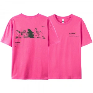 Y2k Vintage Tişört Tee Japonya Harajuku kuyruk kedi eğlenceli baskı