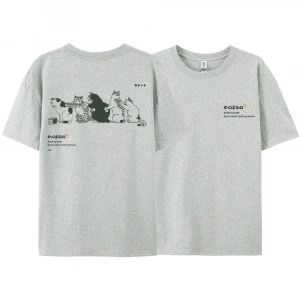 Y2k Vintage Tişört Tee Japonya Harajuku kuyruk kedi eğlenceli baskı