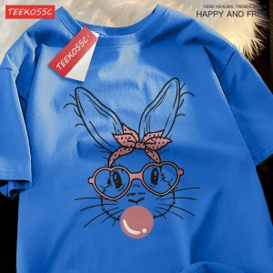 Y2k Vintage Tişört Tee Kabarcık üfleme moda tavşan