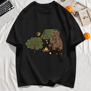 Y2k Vintage Tişört Tee Kamp Karikatür Ayı Baskı