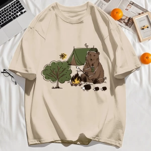 Y2k Vintage Tişört Tee Kamp Karikatür Ayı Baskı