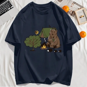 Y2k Vintage Tişört Tee Kamp Karikatür Ayı Baskı