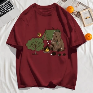 Y2k Vintage Tişört Tee Kamp Karikatür Ayı Baskı