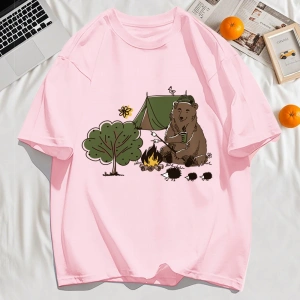 Y2k Vintage Tişört Tee Kamp Karikatür Ayı Baskı