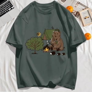 Y2k Vintage Tişört Tee Kamp Karikatür Ayı Baskı
