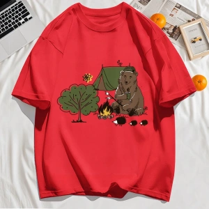 Y2k Vintage Tişört Tee Kamp Karikatür Ayı Baskı