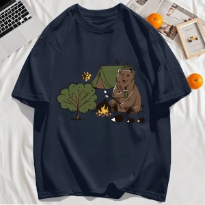 Y2k Vintage Tişört Tee Kamp Karikatür Ayı Baskı