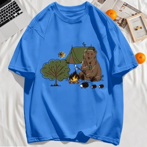 Y2k Vintage Tişört Tee Kamp Karikatür Ayı Baskı