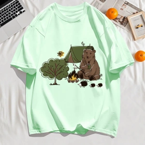 Y2k Vintage Tişört Tee Kamp Karikatür Ayı Baskı