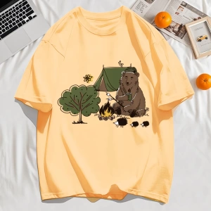 Y2k Vintage Tişört Tee Kamp Karikatür Ayı Baskı