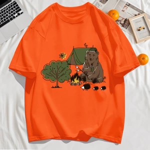 Y2k Vintage Tişört Tee Kamp Karikatür Ayı Baskı