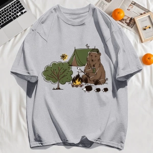 Y2k Vintage Tişört Tee Kamp Karikatür Ayı Baskı