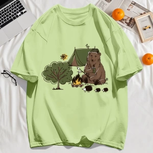 Y2k Vintage Tişört Tee Kamp Karikatür Ayı Baskı