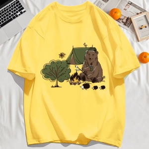 Y2k Vintage Tişört Tee Kamp Karikatür Ayı Baskı