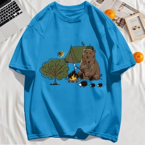 Y2k Vintage Tişört Tee Kamp Karikatür Ayı Baskı