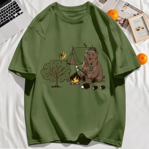 Y2k Vintage Tişört Tee Kamp Karikatür Ayı Baskı