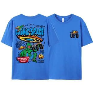 Y2k Vintage Tişört Tee Kozmik uzay Ufo