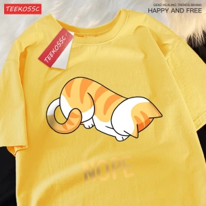 Y2k Vintage Tişört Tee Küçük turuncu kedi başını yay ve reddediyor