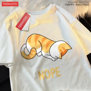 Y2k Vintage Tişört Tee Küçük turuncu kedi başını yay ve reddediyor